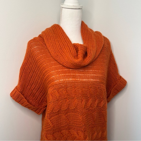NEW Micheal Micheal Kors Alpaca blend orange cable knit cowl neck sweater large - Picture 5 of 8
